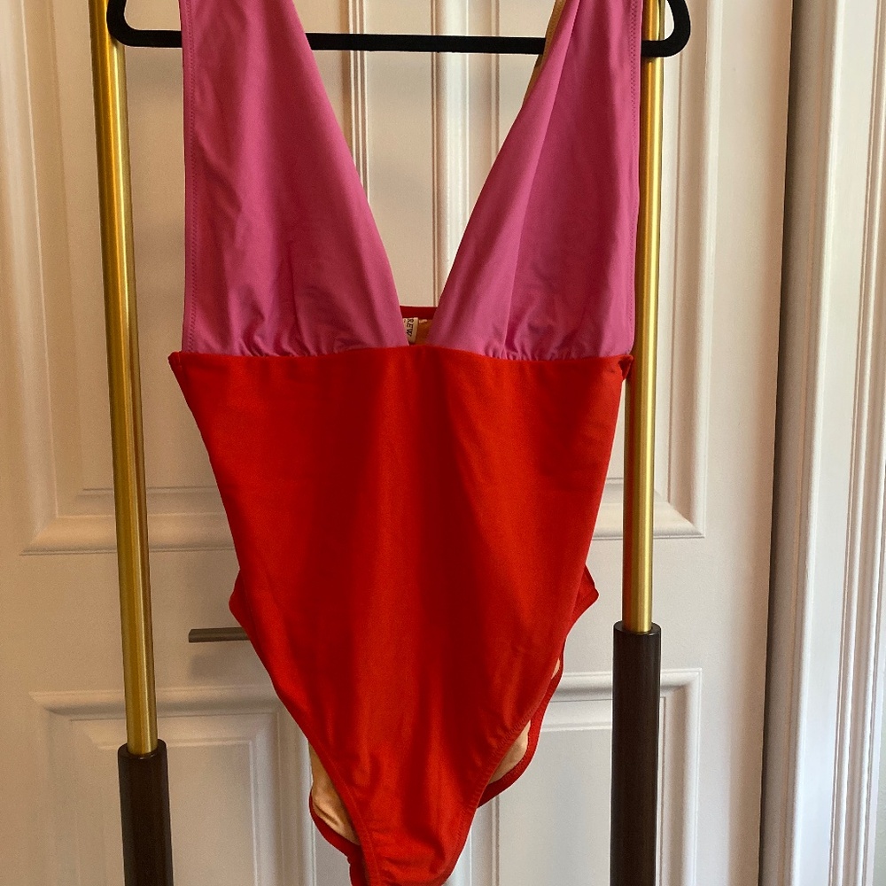 J Crew pink and red swimsuit